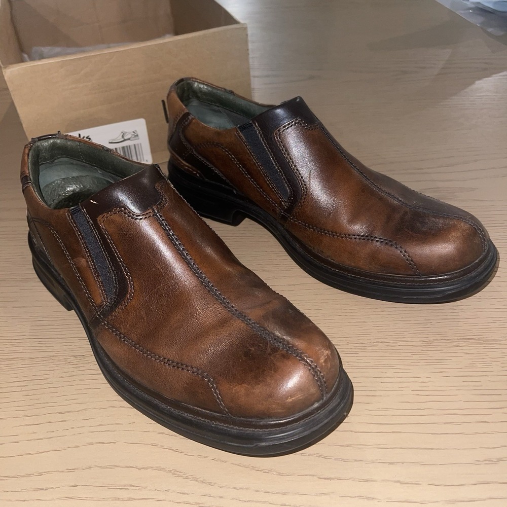 Clarks Babylon Men's Slip On Brown Leather Loafers Style 78669 Size 9M Comfort - Picture 3 of 16